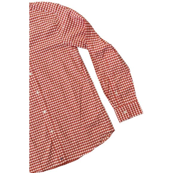 Vineyard Vines On The Go Brrr Cooling Button Down Shirt Orange Gingham Small NEW - Picture 5 of 13